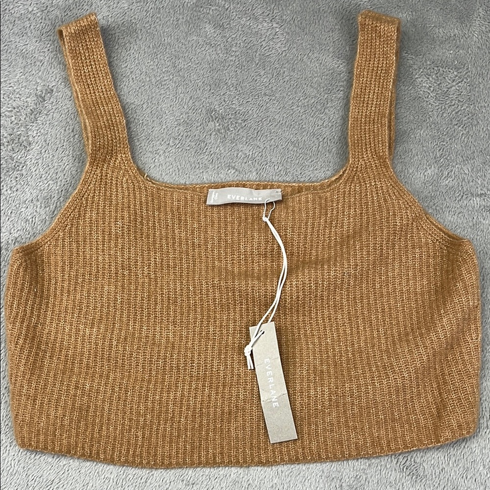 NEW Everlane L‎ Wool Blend Camel Ribbed Knit Cropped Tank Bralette